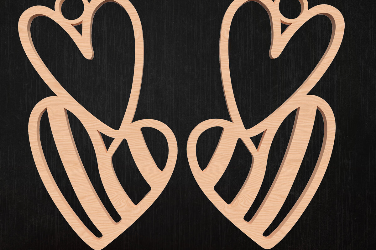 Σετ των 3 Intra απο ξύλο plywood 3mm-4mm πάχος Αφηρημένα Σκουλαρίκια Καρδιάς Σχέδιο Δίασταση 3x3 cm INTRAFABR-113200995