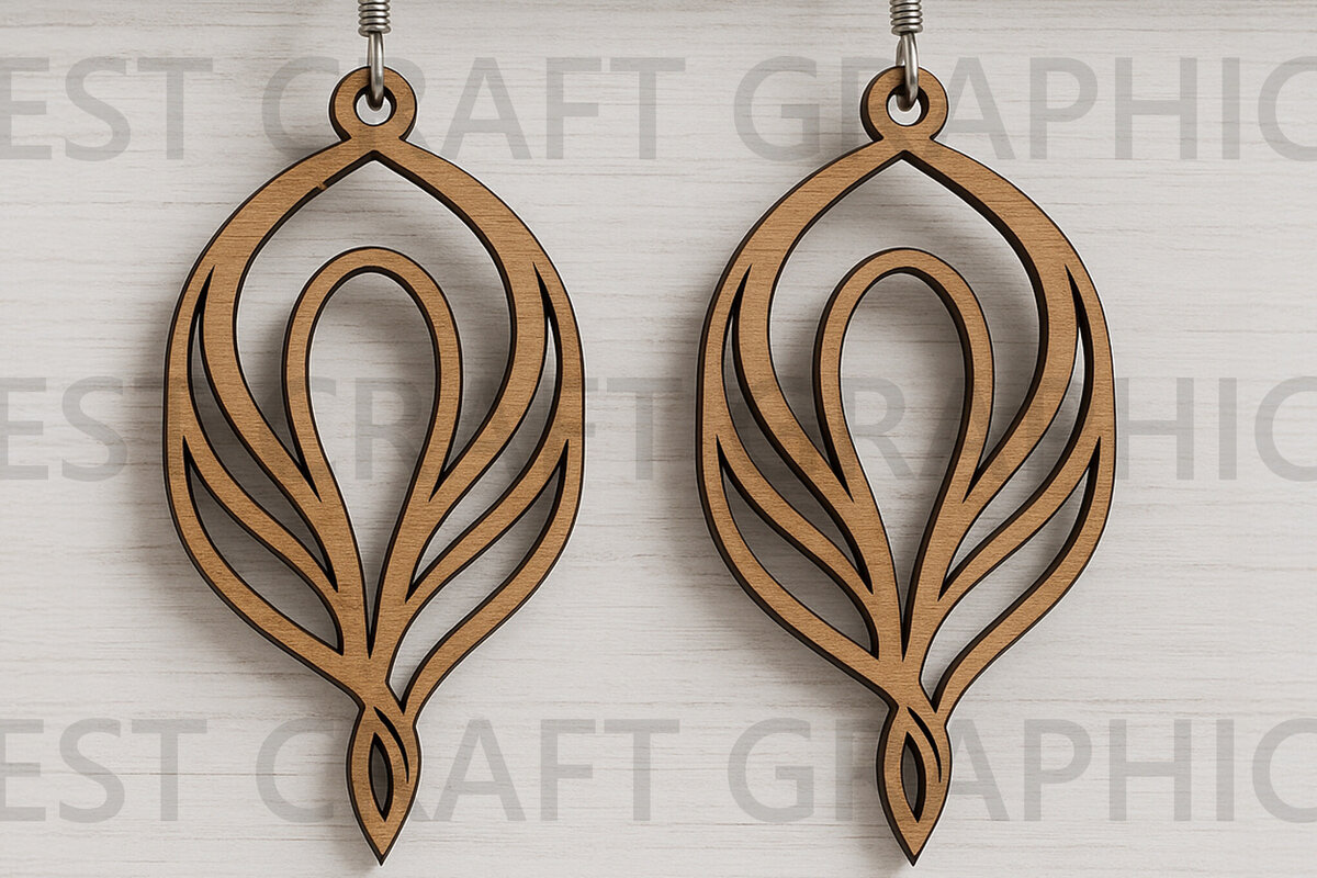 Σετ των 3 Intra απο ξύλο plywood 3mm-4mm πάχος Αφηρημένα σκουλαρίκια πτώσης φύλλων Δίασταση 3x3 cm INTRAFABR-123814043