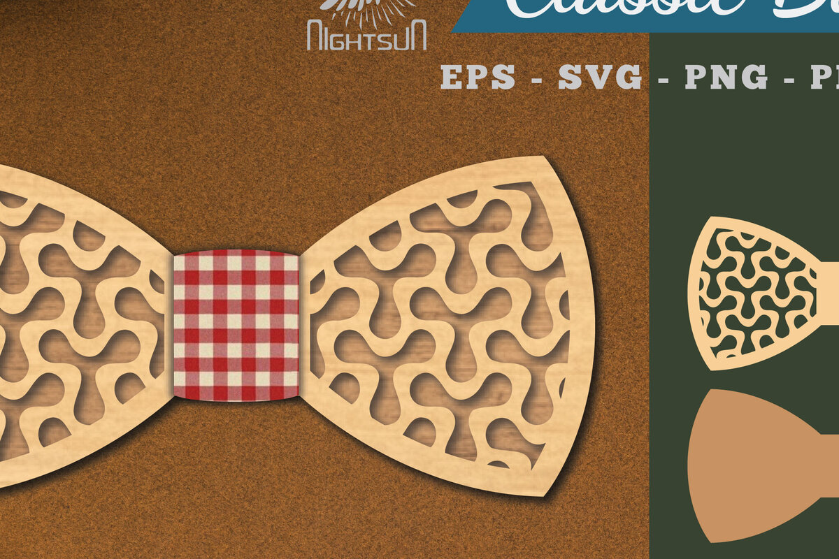 Σετ των 2 Intra απο ξύλο plywood 3mm-4mm πάχος Αφηρημένο παπιγιόν κοπής με λέιζερ 1 Δίασταση 15x15 cm INTRAFABR-112131260