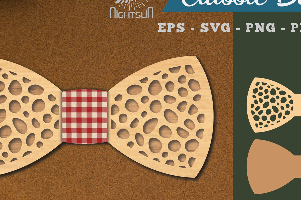 Σετ των 2 Intra απο ξύλο plywood 3mm-4mm πάχος Αφηρημένο παπιγιόν κοπής με λέιζερ 4 Δίασταση 15x15 cm INTRAFABR-112131302