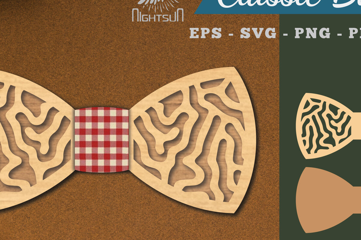 Σετ των 2 Intra απο ξύλο plywood 3mm-4mm πάχος Αφηρημένο παπιγιόν κοπής με λέιζερ 7 Δίασταση 15x15 cm INTRAFABR-112131361