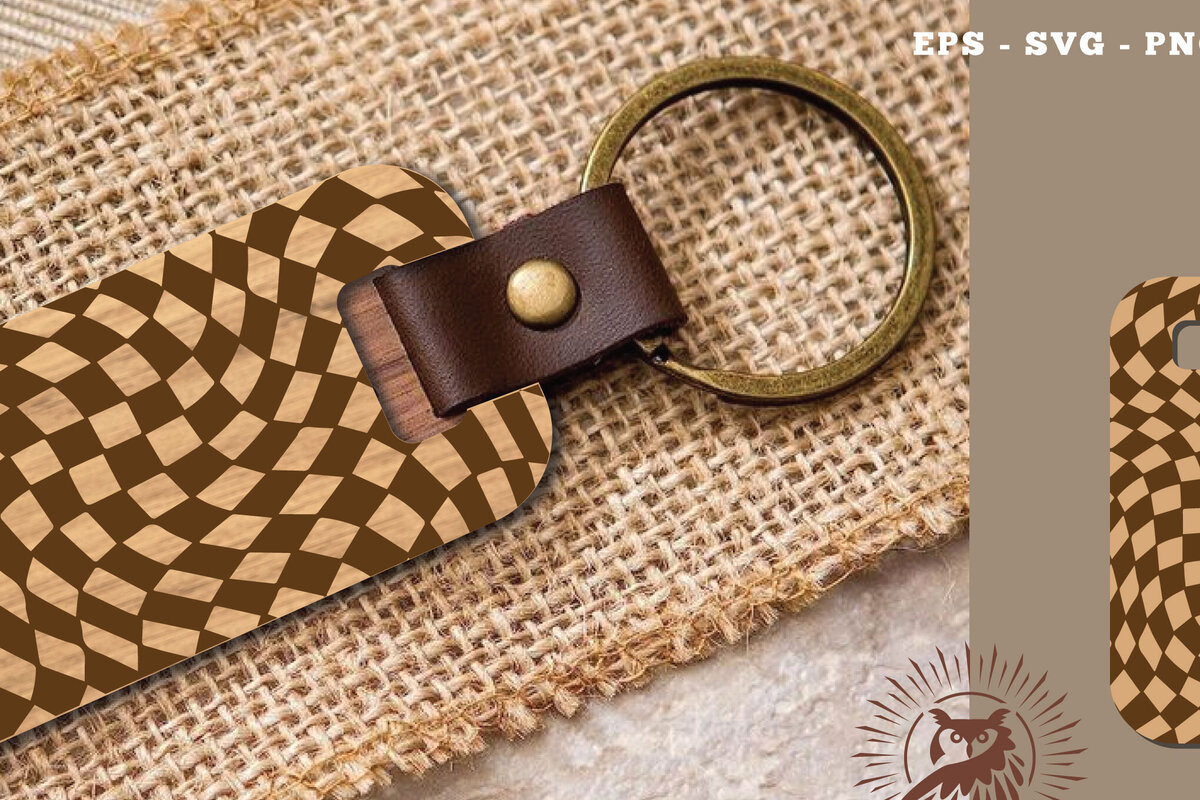 Σετ των 3 Intra απο ξύλο plywood 3mm-4mm πάχος Αφηρημένη μπρελόκ με μοτίβο 1 Δίασταση 6x6 cm INTRAFABR-115706148