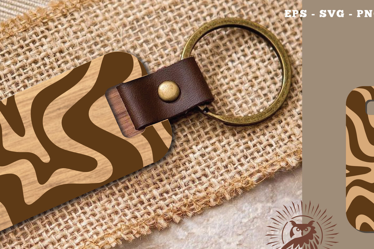 Σετ των 3 Intra απο ξύλο plywood 3mm-4mm πάχος Αφηρημένη μπρελόκ με μοτίβο 2 Δίασταση 6x6 cm INTRAFABR-115706203