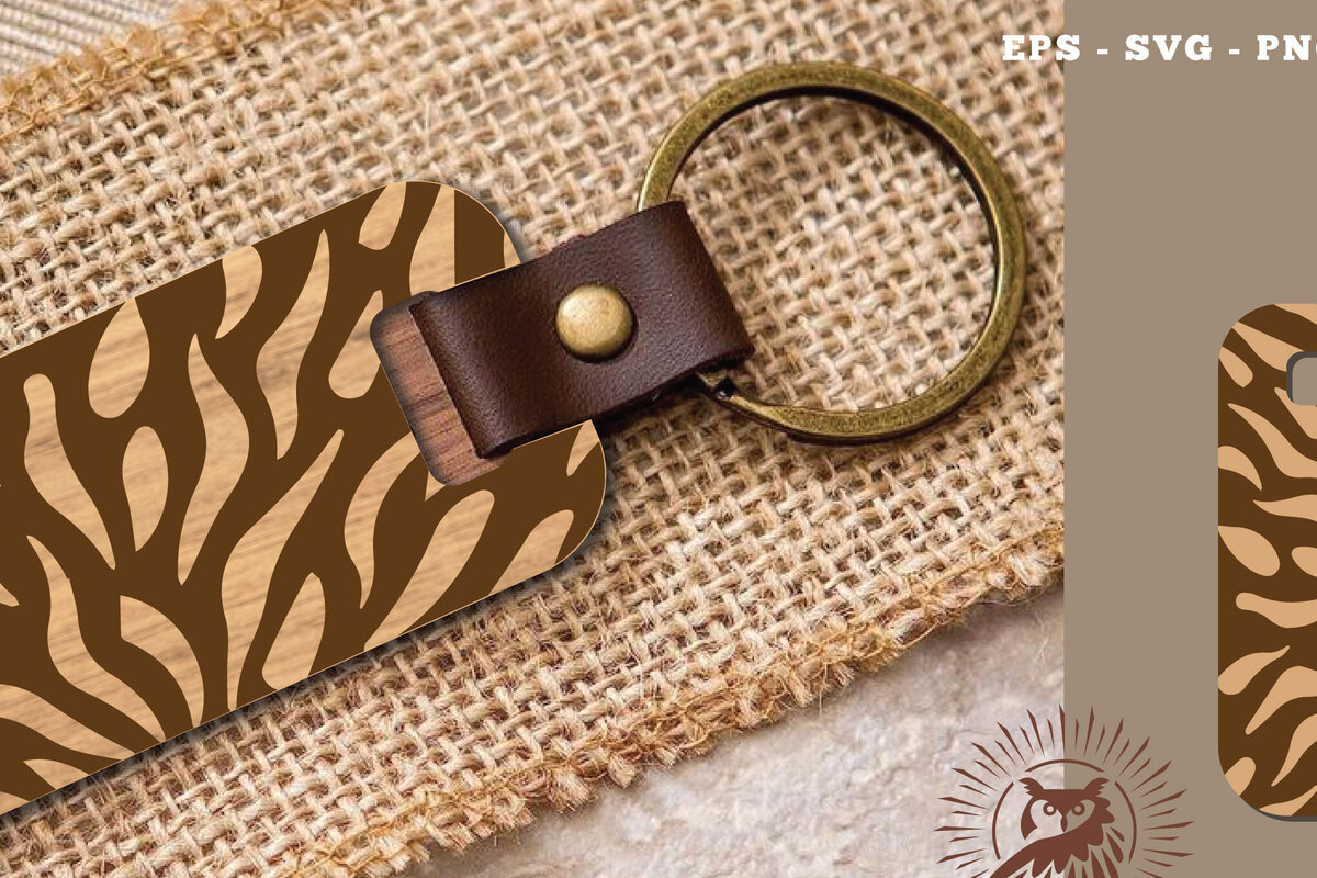 Σετ των 3 Intra απο ξύλο plywood 3mm-4mm πάχος Abstract Pattern Keychain κοπής με λέιζερ 4 Δίασταση 6x6 cm INTRAFABR-115706356