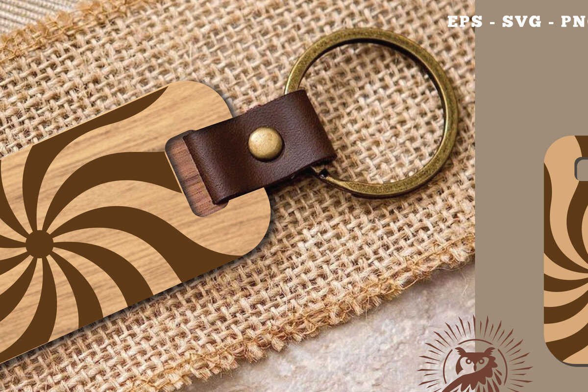 Σετ των 3 Intra απο ξύλο plywood 3mm-4mm πάχος Abstract Pattern Keychain κοπής με λέιζερ 6 Δίασταση 6x6 cm INTRAFABR-115706518