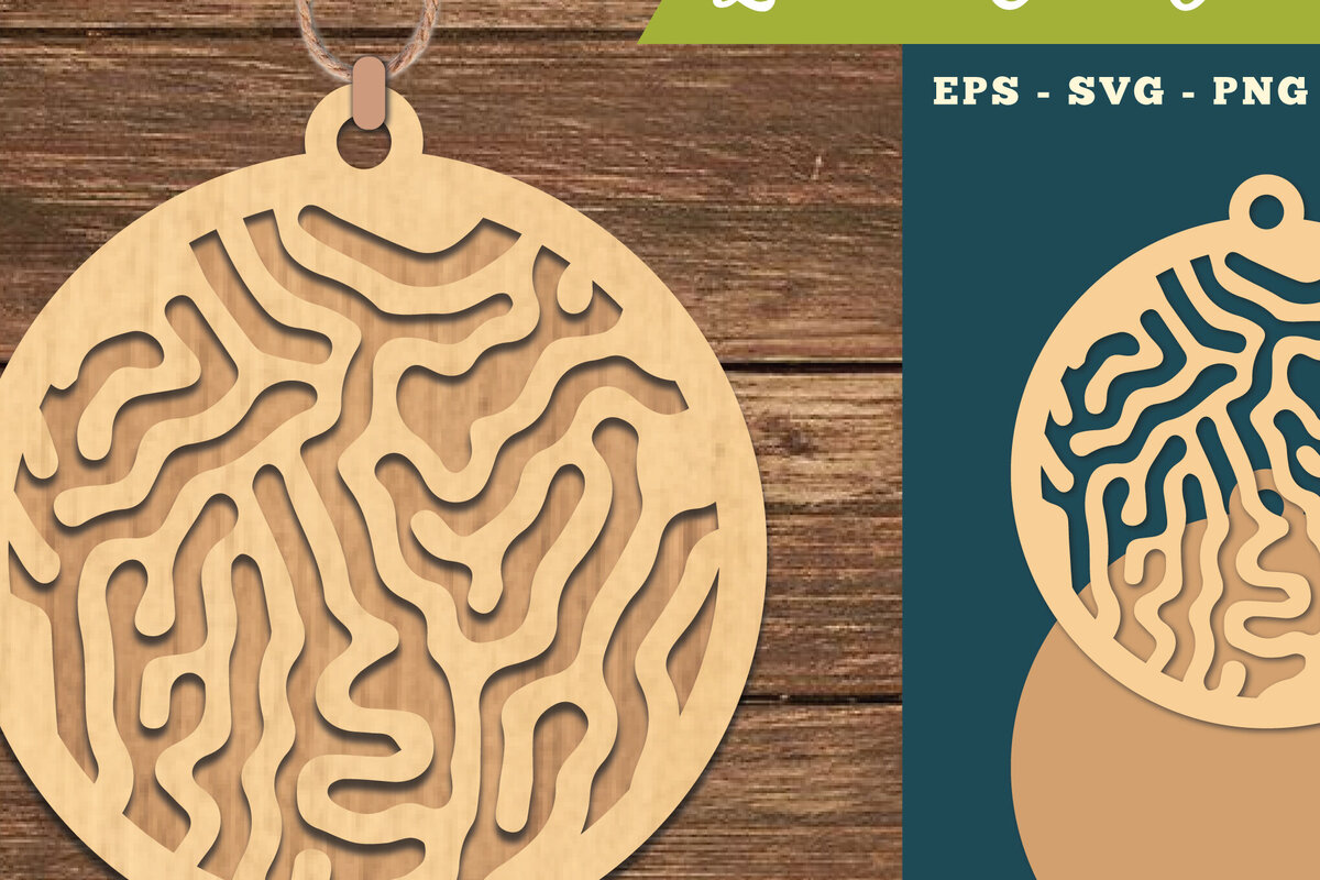 Σετ των 3 Intra απο ξύλο plywood 3mm-4mm πάχος Αφηρημένο μοτίβο κοπής με λέιζερ στολίδι Δίασταση 8x8 cm INTRAFABR-111468206