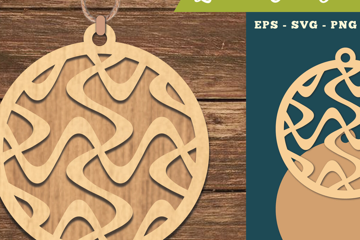 Σετ των 3 Intra απο ξύλο plywood 3mm-4mm πάχος Αφηρημένο μοτίβο κοπής με λέιζερ στολίδι Δίασταση 8x8 cm INTRAFABR-111468184