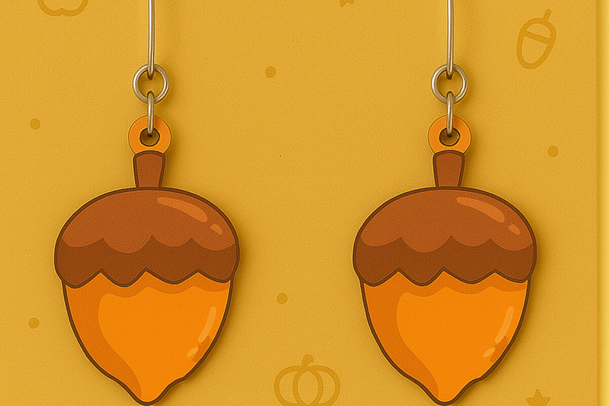 Σετ των 3 Intra απο ξύλο plywood 3mm-4mm πάχος Acorn Earrings Δίασταση 3x3 cm INTRAFABR-125294372