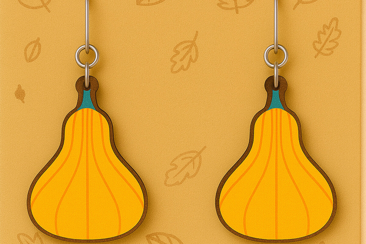 Σετ των 3 Intra απο ξύλο plywood 3mm-4mm πάχος Φθινοπωρινά σκουλαρίκια Acorn Δίασταση 2x2 cm INTRAFABR-125310755