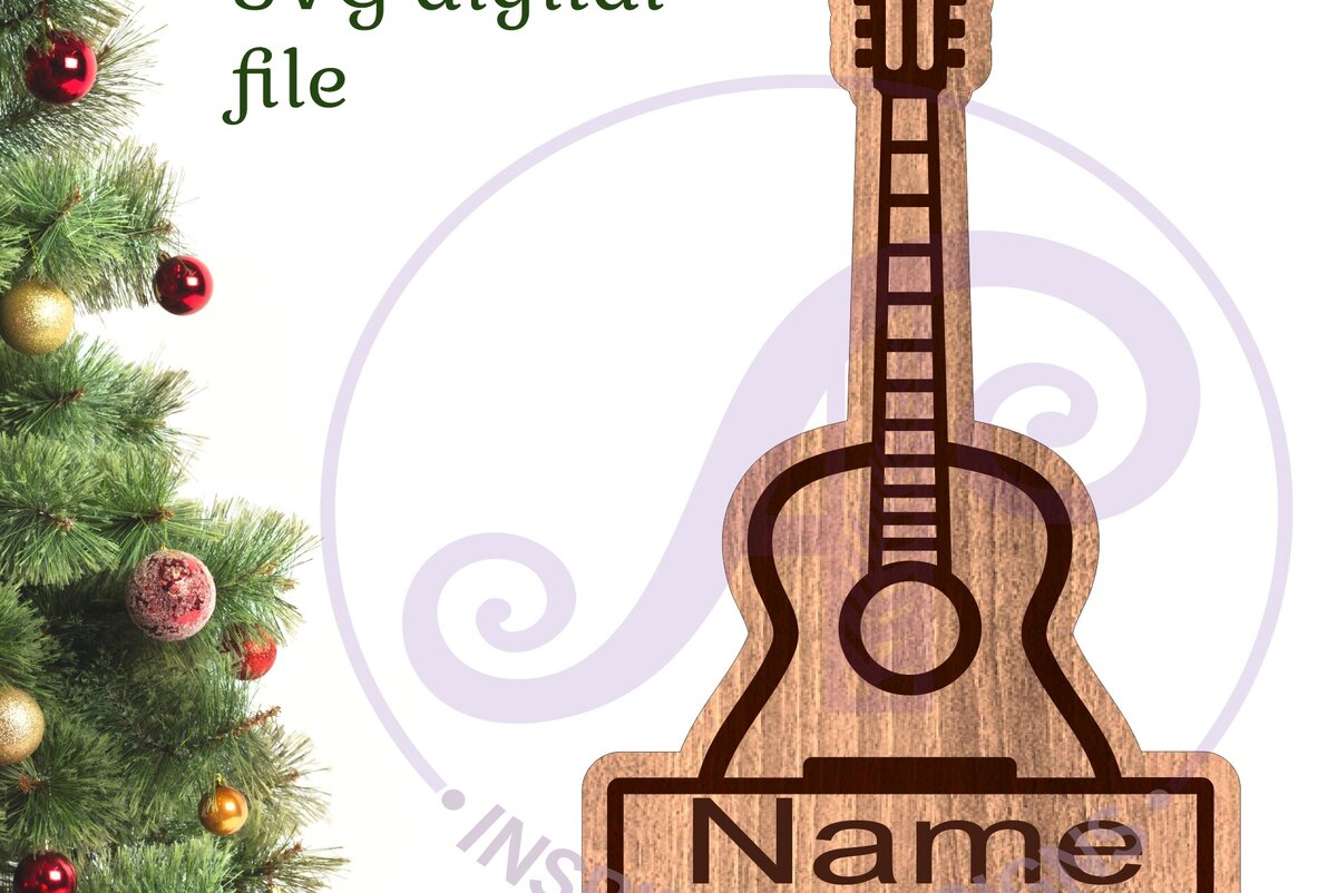 Σετ των 3 Intra απο ξύλο plywood 3mm-4mm πάχος Χριστουγεννιάτικο στολίδι σε σχήμα ακουστικής κιθάρας Δίασταση 3x3 cm INTRAFABR-85268623