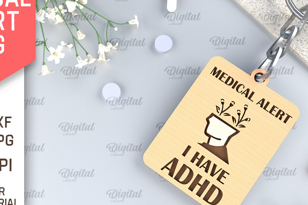 Σετ των 2 Intra απο ξύλο plywood 3mm-4mm πάχος ADHD Alert Tag . Ετικέτα ιατρικής ειδοποίησης Δίασταση 30x20 cm INTRAFABR-97159596