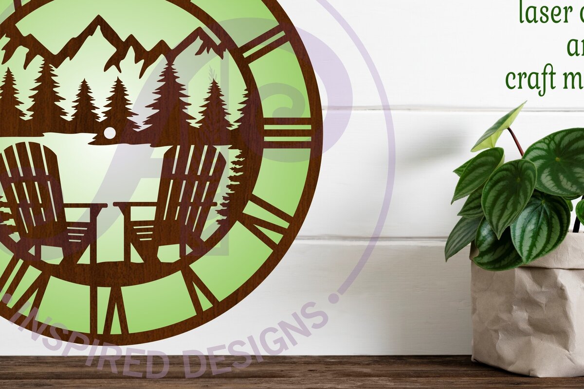 Σετ των 3 Intra απο ξύλο plywood 3mm-4mm πάχος Ρολόι τοίχου Adirondack Chair Mountains Δίασταση 8x8 cm INTRAFABR-121386806