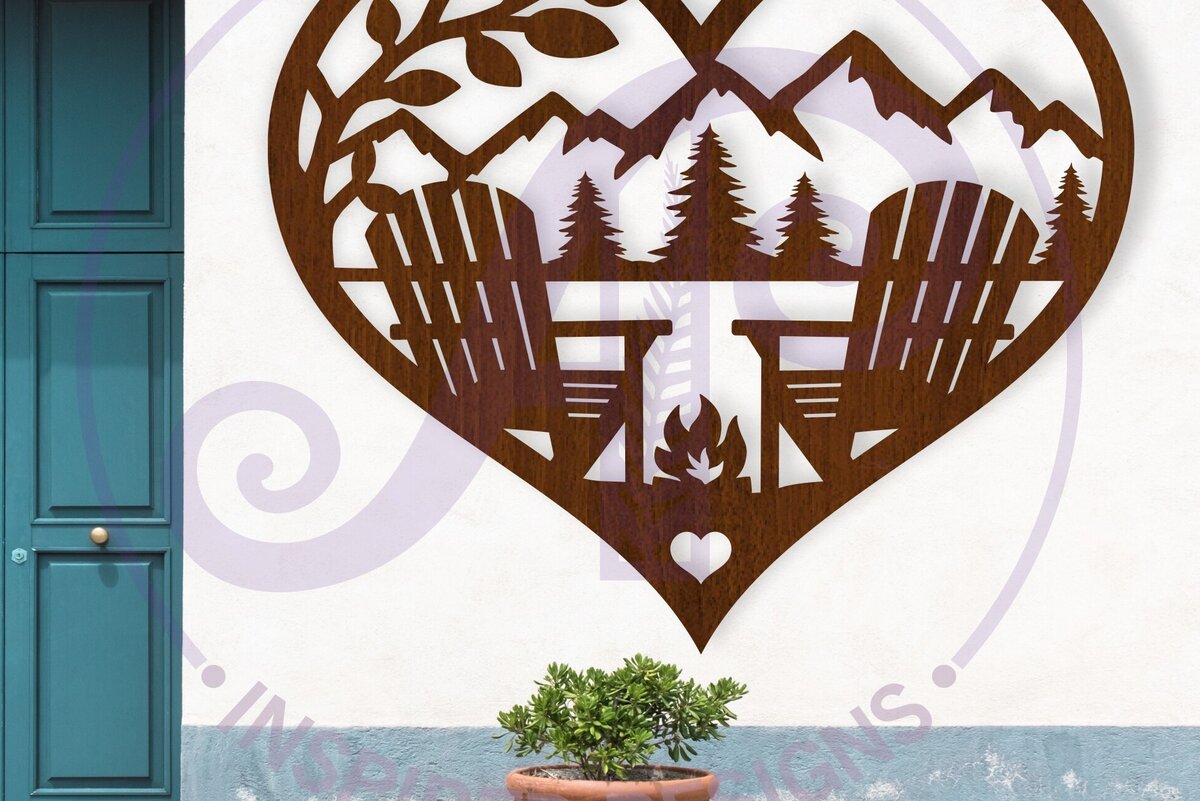 Σετ των 2 Intra απο ξύλο plywood 3mm-4mm πάχος Καρέκλες Adirondack Καρδιά κοπής με λέιζερ Δίασταση 11x11 cm INTRAFABR-124483494