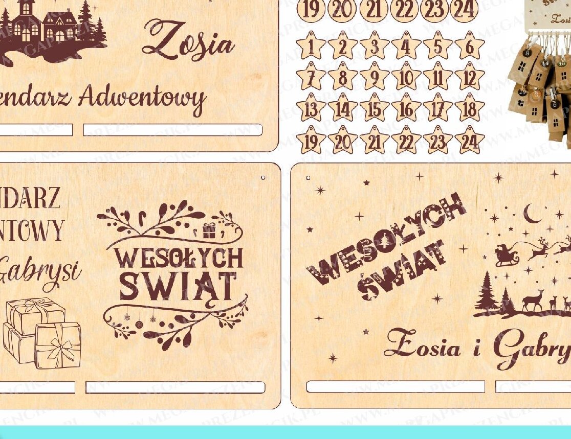 Σετ των 3 Intra απο ξύλο plywood 3mm-4mm πάχος Advent Calendar Δίασταση 4x4 cm INTRAFABR-78183783