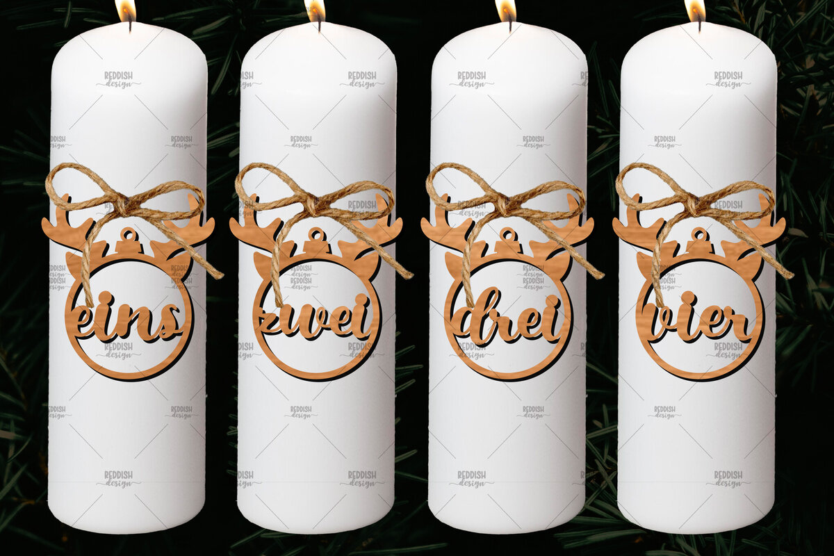 Σετ των 3 Intra απο ξύλο plywood 3mm-4mm πάχος Advent Numbers, Number Pendants Δίασταση 4x4 cm INTRAFABR-106524257