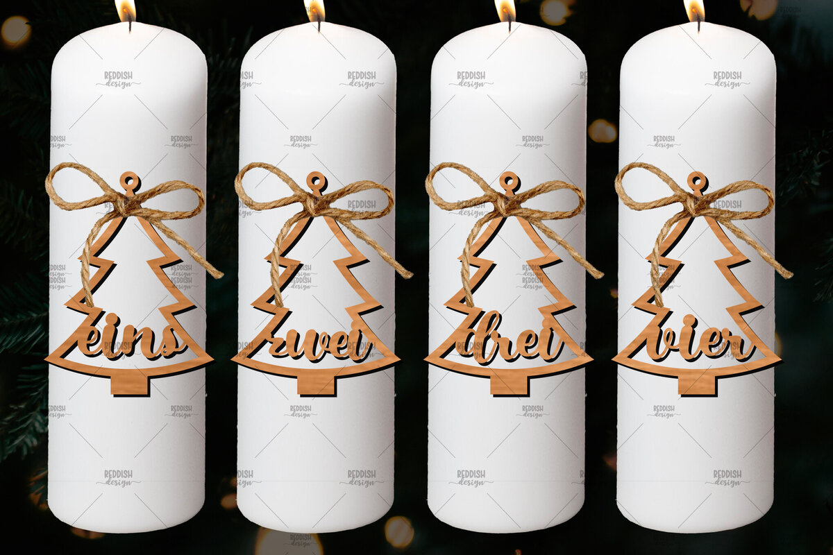 Σετ των 3 Intra απο ξύλο plywood 3mm-4mm πάχος Advent Numbers, Number Pendants Δίασταση 4x4 cm INTRAFABR-106524283