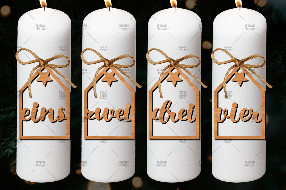 Σετ των 3 Intra απο ξύλο plywood 3mm-4mm πάχος Advent Numbers, Number Pendants Δίασταση 4x4 cm INTRAFABR-106524304