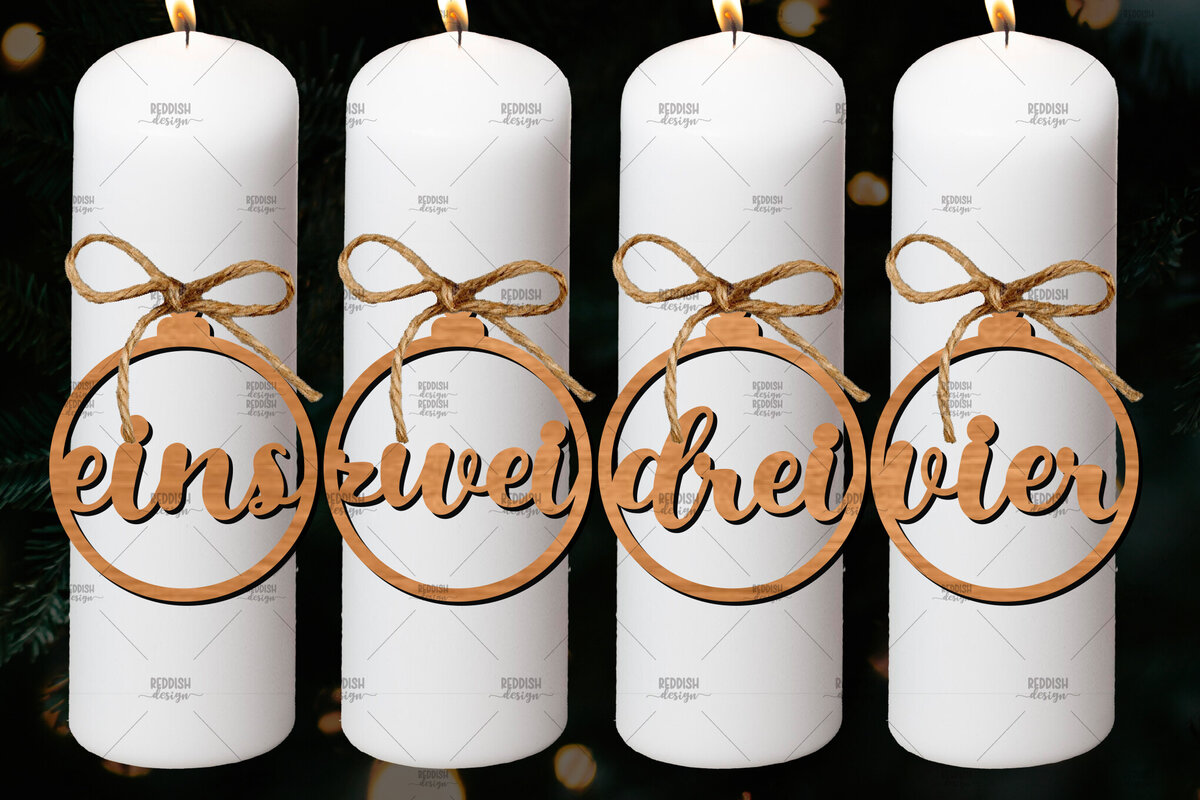 Σετ των 3 Intra απο ξύλο plywood 3mm-4mm πάχος Advent Numbers, Number Pendants Δίασταση 4x4 cm INTRAFABR-106524319