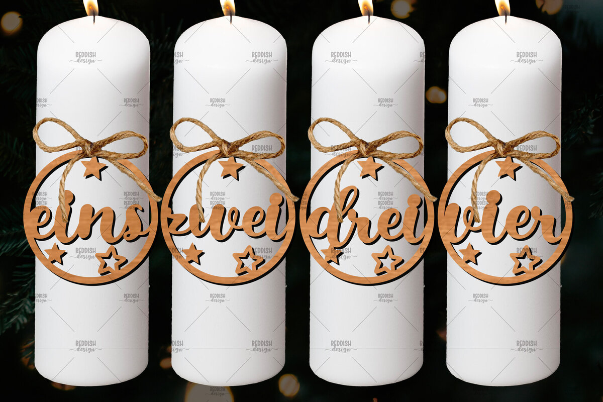 Σετ των 3 Intra απο ξύλο plywood 3mm-4mm πάχος Advent Numbers, Number Pendants Δίασταση 4x4 cm INTRAFABR-106524329