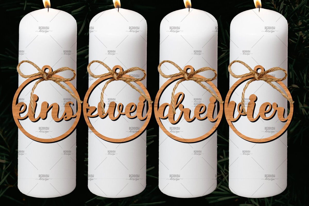 Σετ των 3 Intra απο ξύλο plywood 3mm-4mm πάχος Advent Numbers, Number Pendants Δίασταση 4x4 cm INTRAFABR-106524357