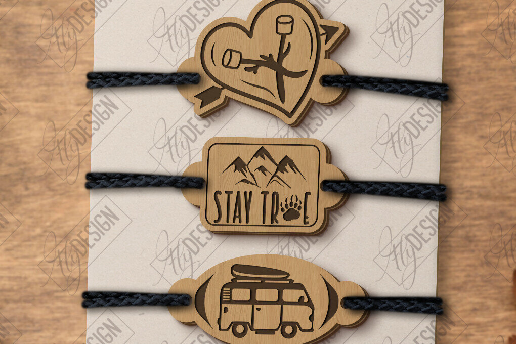 Σετ των 3 Intra απο ξύλο plywood 3mm-4mm πάχος Βραχιόλια περιπέτειας με λέιζερ Δίασταση 5x5 cm INTRAFABR-123747282