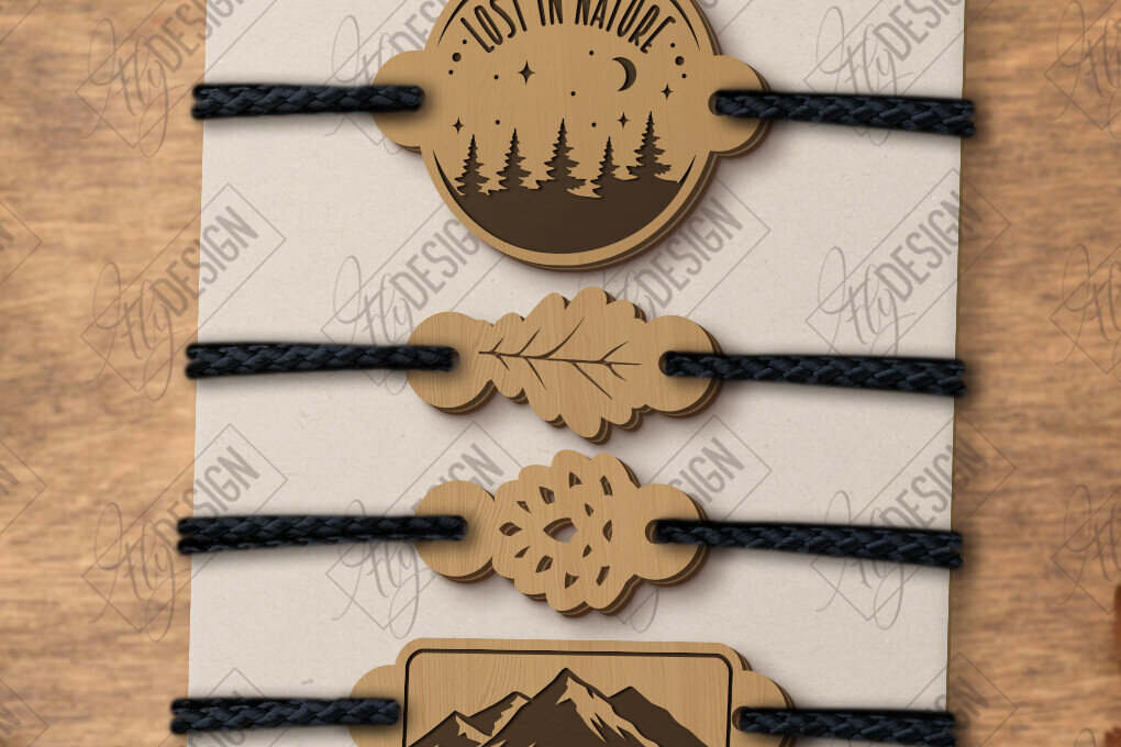 Σετ των 3 Intra απο ξύλο plywood 3mm-4mm πάχος Βραχιόλια περιπέτειας με λέιζερ Δίασταση 5x5 cm INTRAFABR-123747295