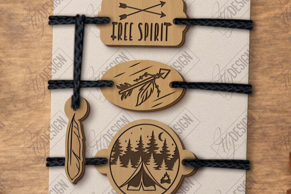 Σετ των 3 Intra απο ξύλο plywood 3mm-4mm πάχος Βραχιόλια περιπέτειας με λέιζερ Δίασταση 5x5 cm INTRAFABR-123747319