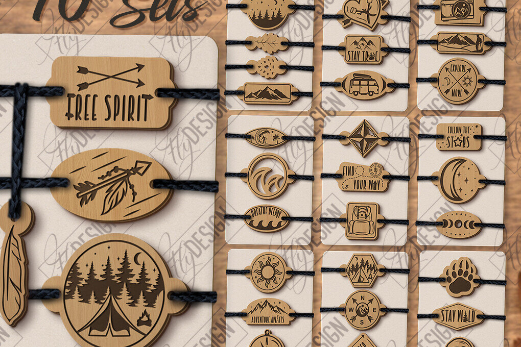 Σετ των 3 Intra απο ξύλο plywood 3mm-4mm πάχος κοπής με λέιζερ βραχιόλια Adventure Spirit Δίασταση 5x5 cm INTRAFABR-123747355