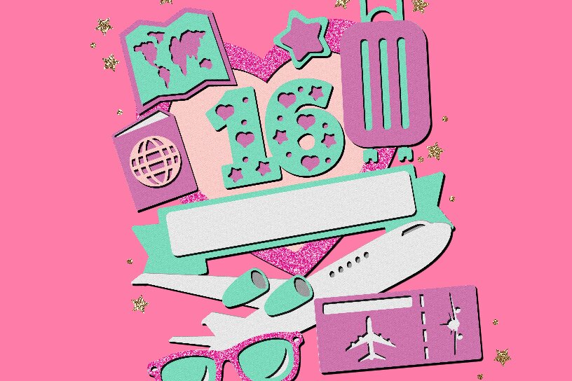 Σετ των 2 Intra απο ξύλο plywood 3mm-4mm πάχος Adventure Travel Cake Topper 3D Δίασταση 15x15 cm INTRAFABR-112286474