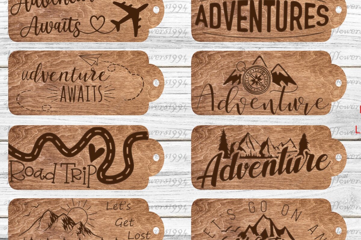 Σετ των 3 Intra απο ξύλο plywood 3mm-4mm πάχος Adventures Keychain Δίασταση 6x6 cm INTRAFABR-40540390