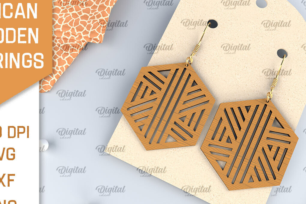 Σετ των 3 Intra απο ξύλο plywood 3mm-4mm πάχος Αφρικανικά ξύλινα σκουλαρίκια Σχέδιο κοπής με λέιζερ Δίασταση 3x3 cm INTRAFABR-102056620