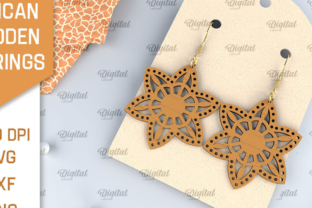 Σετ των 3 Intra απο ξύλο plywood 3mm-4mm πάχος Αφρικανικά ξύλινα σκουλαρίκια Σχέδιο κοπής με λέιζερ Δίασταση 3x3 cm INTRAFABR-102056653