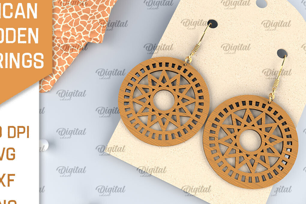 Σετ των 3 Intra απο ξύλο plywood 3mm-4mm πάχος Αφρικανικά ξύλινα σκουλαρίκια Σχέδιο κοπής με λέιζερ Δίασταση 3x3 cm INTRAFABR-102056693