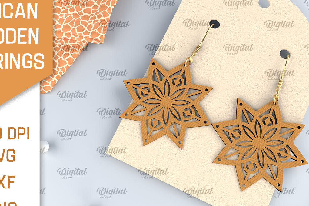 Σετ των 3 Intra απο ξύλο plywood 3mm-4mm πάχος Αφρικανικά ξύλινα σκουλαρίκια Σχέδιο κοπής με λέιζερ Δίασταση 3x3 cm INTRAFABR-102056717