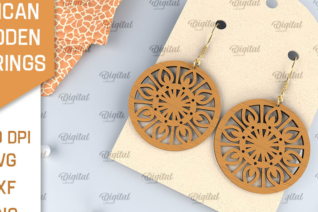 Σετ των 3 Intra απο ξύλο plywood 3mm-4mm πάχος Αφρικανικά ξύλινα σκουλαρίκια Σχέδιο κοπής με λέιζερ Δίασταση 3x3 cm INTRAFABR-102056411