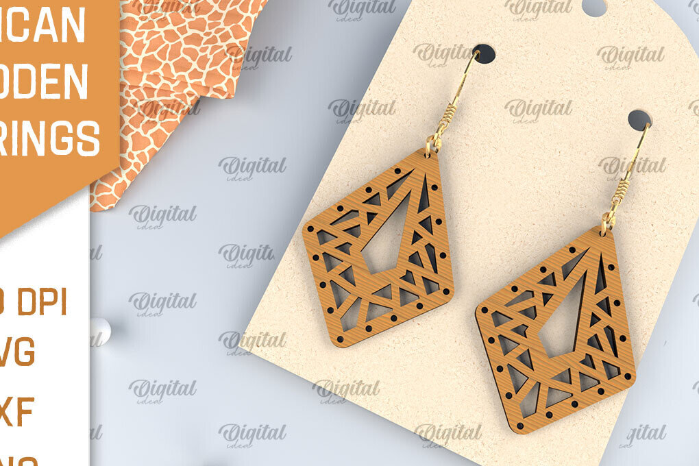 Σετ των 3 Intra απο ξύλο plywood 3mm-4mm πάχος Αφρικανικά ξύλινα σκουλαρίκια Σχέδιο κοπής με λέιζερ Δίασταση 3x3 cm INTRAFABR-102056449