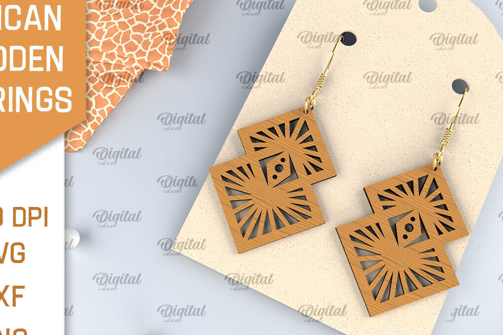 Σετ των 3 Intra απο ξύλο plywood 3mm-4mm πάχος Αφρικανικά ξύλινα σκουλαρίκια Σχέδιο κοπής με λέιζερ Δίασταση 3x3 cm INTRAFABR-102056504