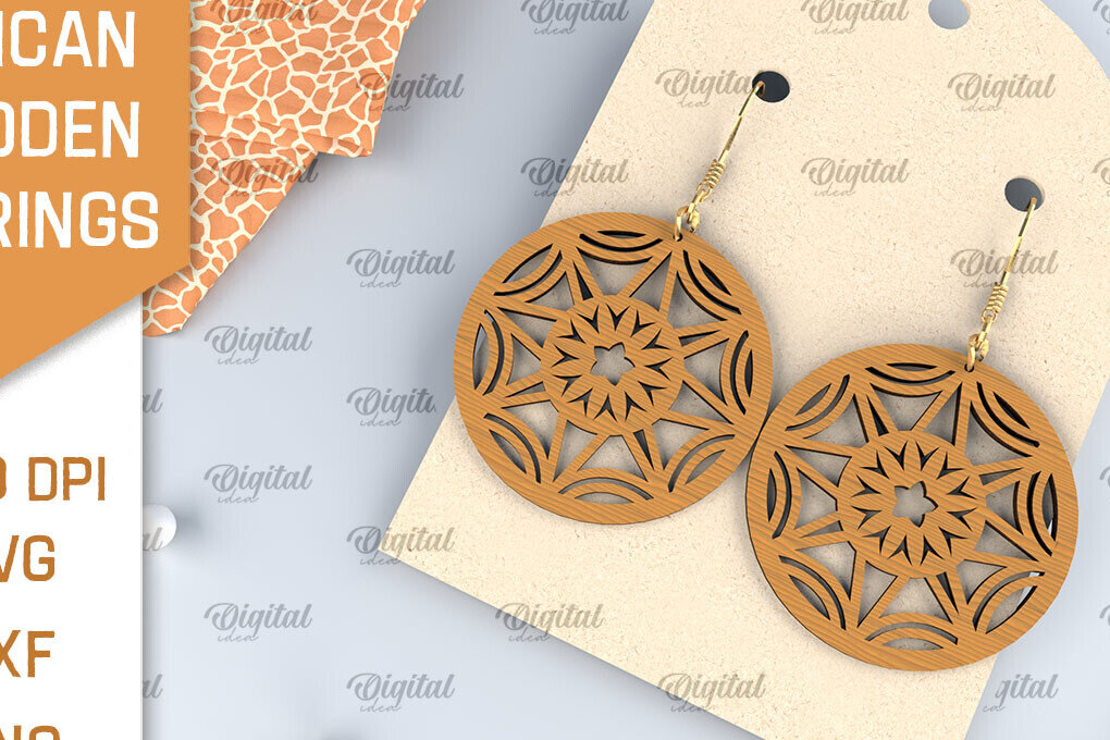 Σετ των 3 Intra απο ξύλο plywood 3mm-4mm πάχος Αφρικανικά ξύλινα σκουλαρίκια Σχέδιο κοπής με λέιζερ Δίασταση 3x3 cm INTRAFABR-102056553