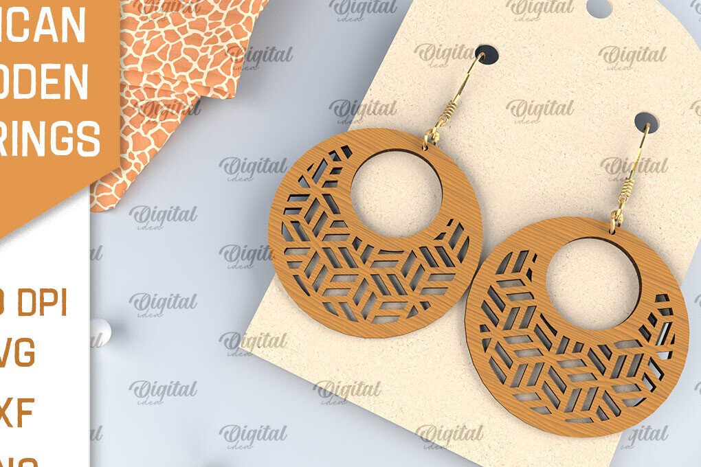 Σετ των 3 Intra απο ξύλο plywood 3mm-4mm πάχος Αφρικανικά ξύλινα σκουλαρίκια Σχέδιο κοπής με λέιζερ Δίασταση 3x3 cm INTRAFABR-102056602