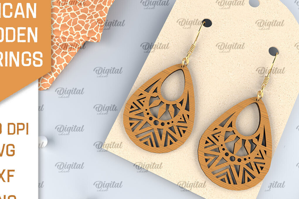 Σετ των 3 Intra απο ξύλο plywood 3mm-4mm πάχος Αφρικανικά ξύλινα σκουλαρίκια Σχέδιο κοπής με λέιζερ Δίασταση 3x3 cm INTRAFABR-102056357