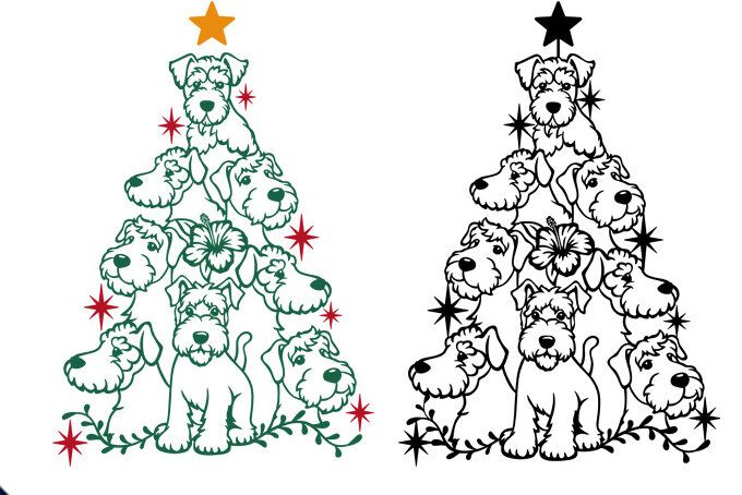 Intra απο ξύλο plywood 3mm-4mm πάχος Χριστουγεννιάτικο δέντρο Airedale Terrier Δίασταση 30x20 cm INTRAFABR-85921765