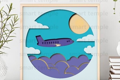 Intra απο ξύλο plywood 3mm-4mm πάχος Αεροπλάνο 3d Shadowbox, διάνυσμα αεροπλάνου Δίασταση 30x20 cm INTRAFABR-81183498