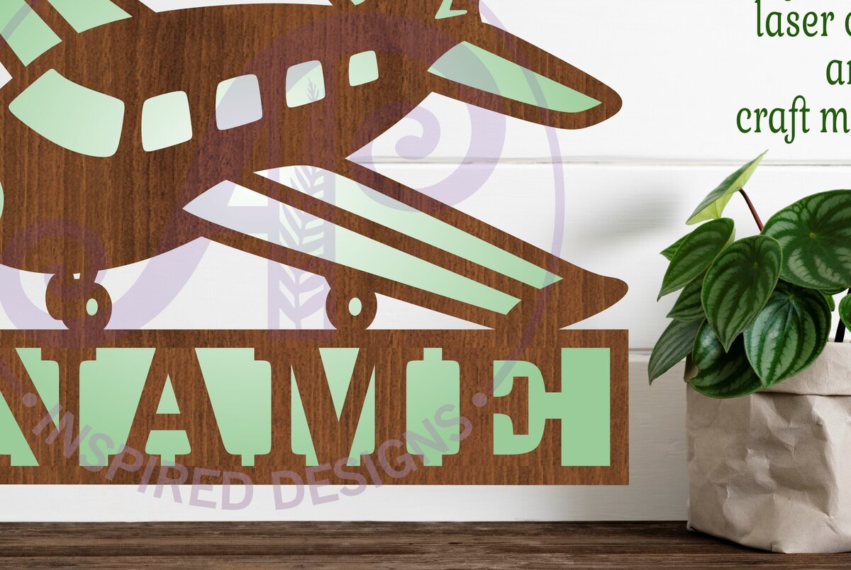 Σετ των 3 Intra απο ξύλο plywood 3mm-4mm πάχος Σήμα ονόματος αεροπλάνου δύο επιπέδων  Δίασταση 6x6 cm INTRAFABR-101643681