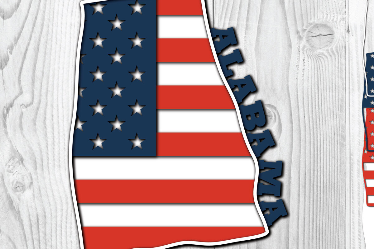 Σετ των 2 Intra απο ξύλο plywood 3mm-4mm πάχος Alabama USA 3D σημαία Δίασταση 1200x1200 cm INTRAFABR-65274804