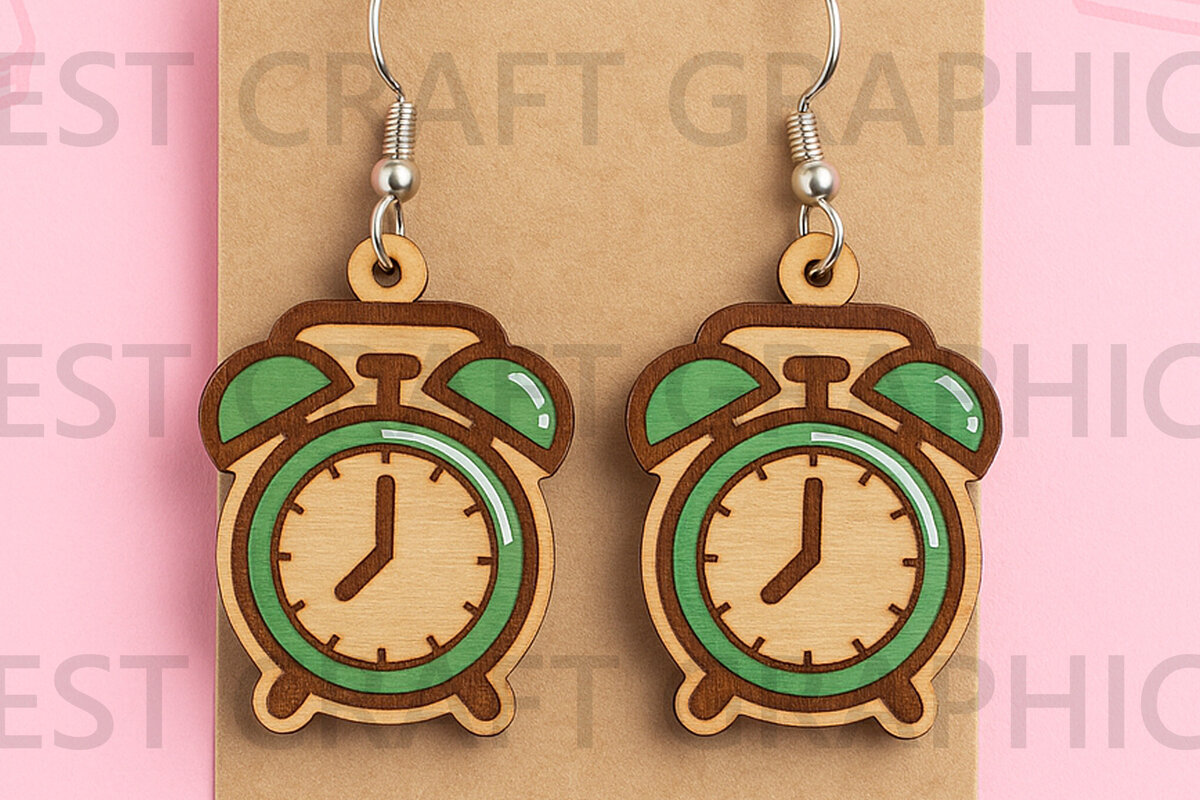 Σετ των 3 Intra απο ξύλο plywood 3mm-4mm πάχος Ξυπνητήρι Σκουλαρίκια – Wake Up School SV Δίασταση 3x3 cm INTRAFABR-124956667