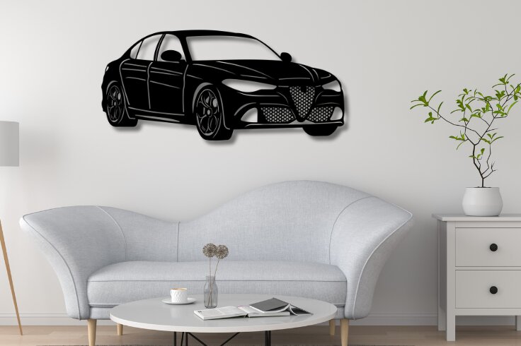 Σετ των 2 Intra απο ξύλο plywood 3mm-4mm πάχος Alfa Giulia Car Silhouette Δίασταση 15x15 cm INTRAFABR-113403598