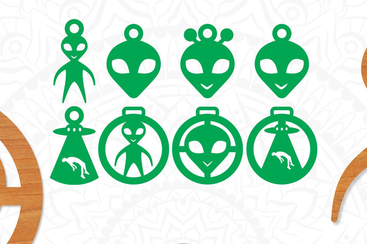 Σετ των 3 Intra απο ξύλο plywood 3mm-4mm πάχος κομμένο Χριστουγεννιάτικο Στολίδι Alien Δίασταση 8x8 cm INTRAFABR-21445145