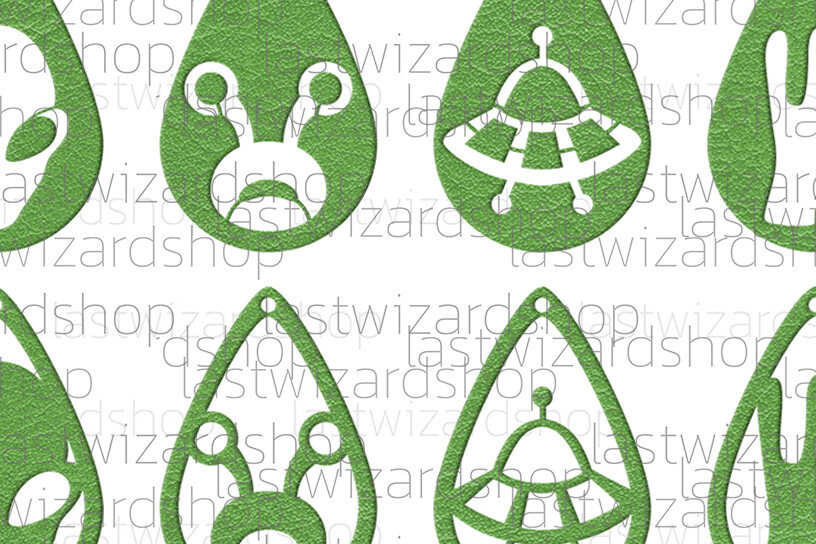 Σετ των 3 Intra απο ξύλο plywood 3mm-4mm πάχος Alien Earrings , Ufo , Space Δίασταση 3x3 cm INTRAFABR-25328891