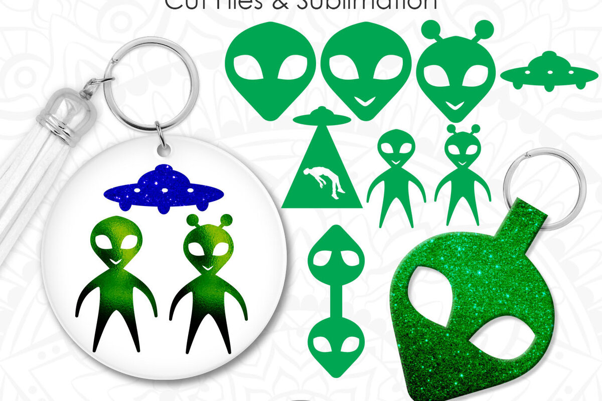 Σετ των 3 Intra απο ξύλο plywood 3mm-4mm πάχος Alien Keychain , Alien Face Δίασταση 6x6 cm INTRAFABR-18272264