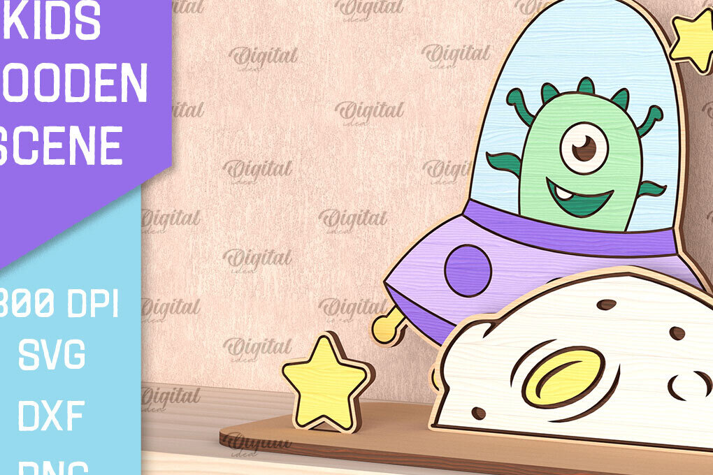 Intra απο ξύλο plywood 3mm-4mm πάχος Alien . Παιδική Ξύλινη Σκηνή Δίασταση 30x20 cm INTRAFABR-100844992